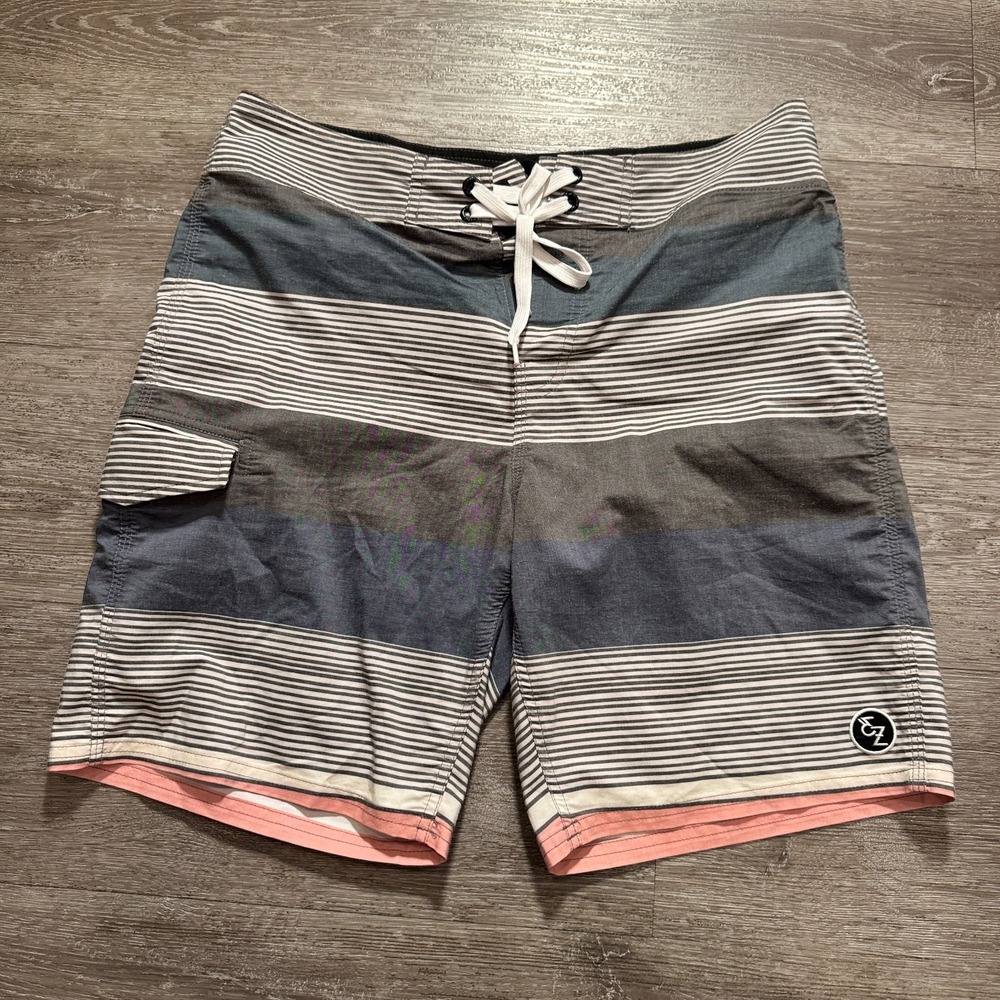 Ezekiel Board Shorts Mens 33 Stripe‎ Surf Outdoor Drawstring Casual Adult 9"
